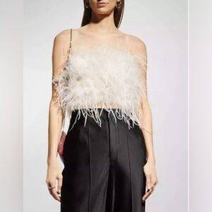 Lamarque ostrich, feather strapless top- large